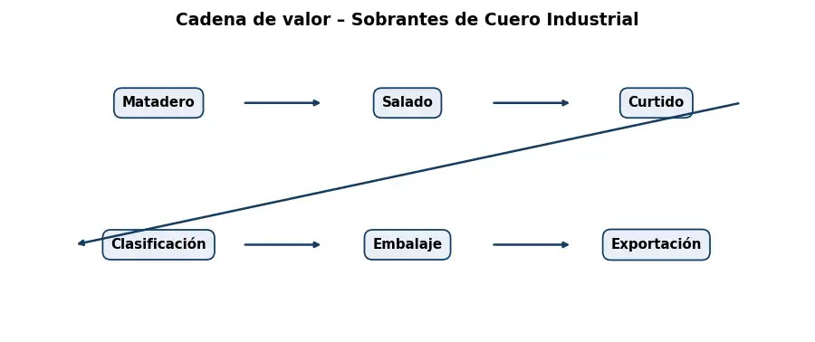 Esquema: cadena de valor en el sector Cueros y Pieles