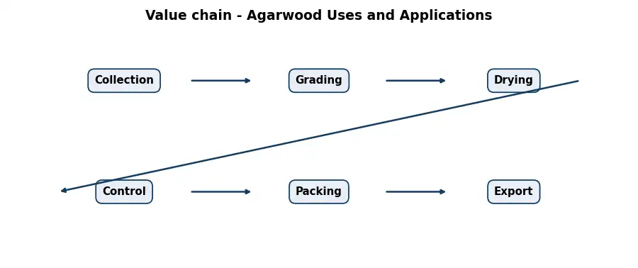 Diagram: value chain in the Resins and Woods sector
