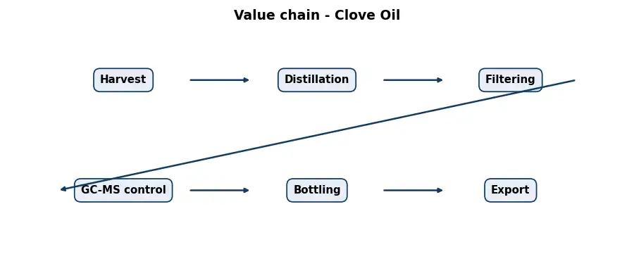 Diagram: value chain in the Oils sector