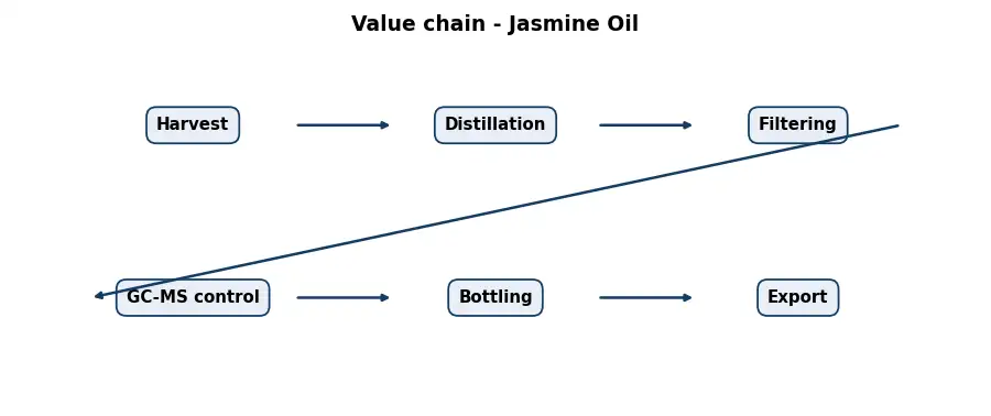 Diagram: value chain in the Oils sector