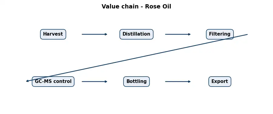 Diagram: value chain in the Oils sector