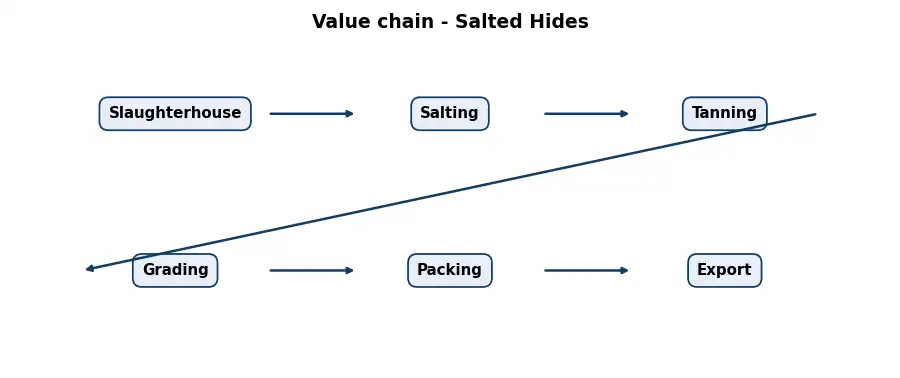 Diagram: value chain in the Leather and Hides sector